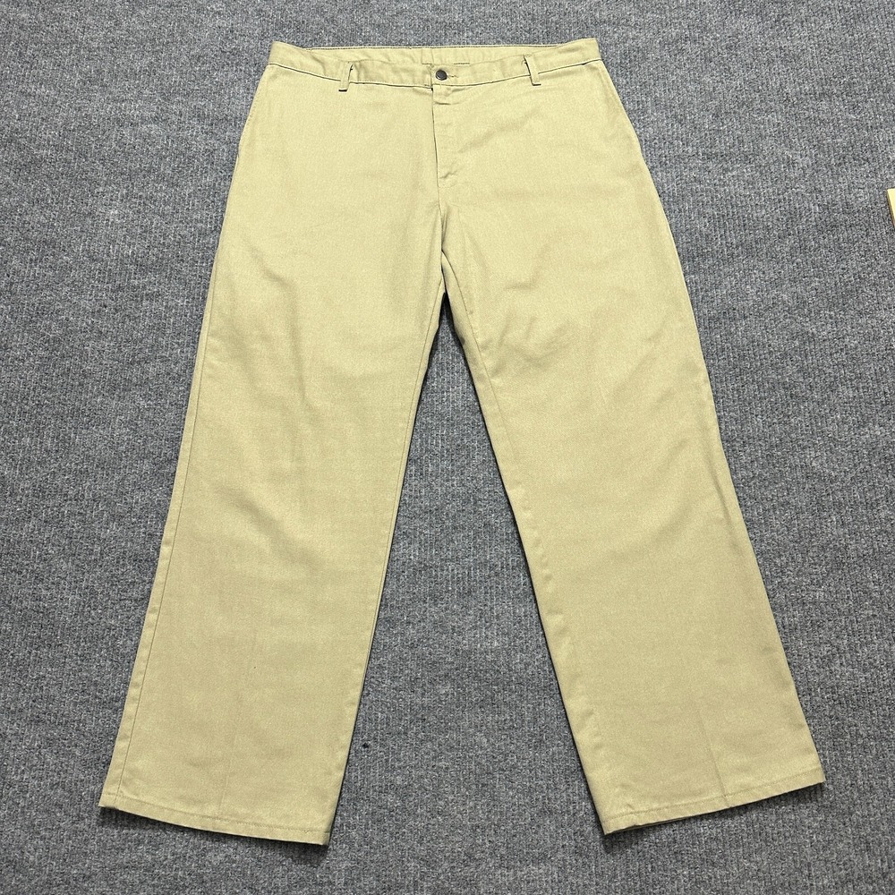 Genuine Dickies Mens Pants 38x32 Beige Flat Front Chino Straight Leg Mid Rise